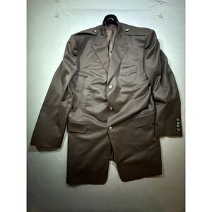 Lombardo Patrick Surtain Mens Brown Wool Silk Blazer Jacket Handmade 46 Long